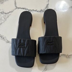 Miu Miu Black Textured Sandals 8
